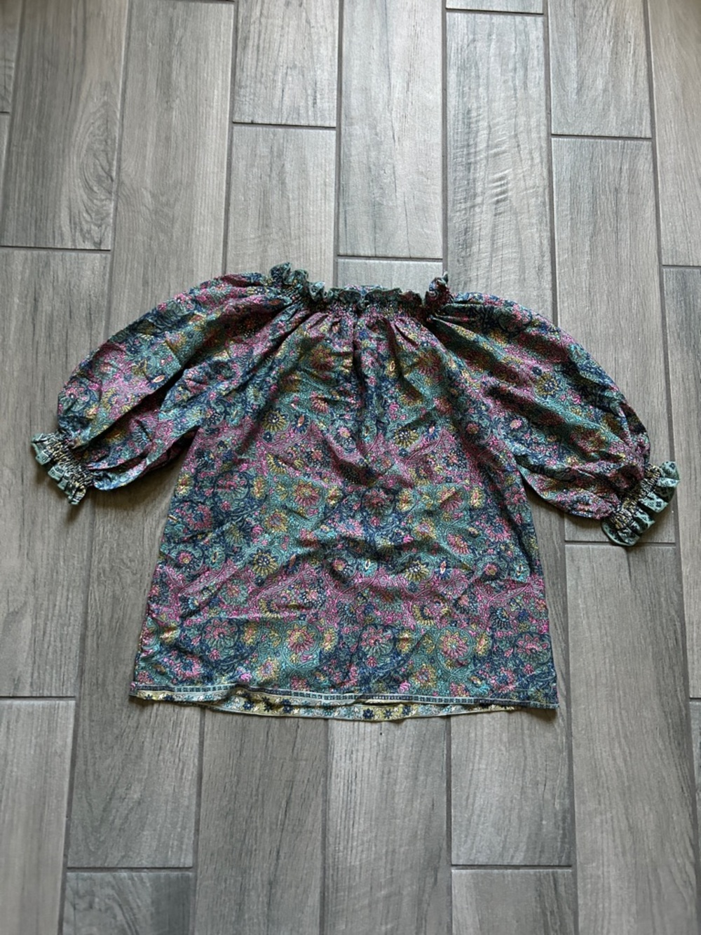 Floral Off-Shoulder Smock Blouse in Multicolor